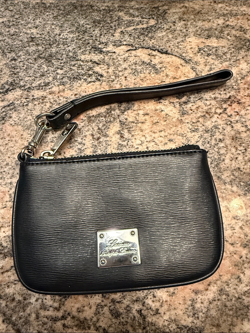 Polo by Ralph Lauren Black Wristlet Clutch with Silver Plaque